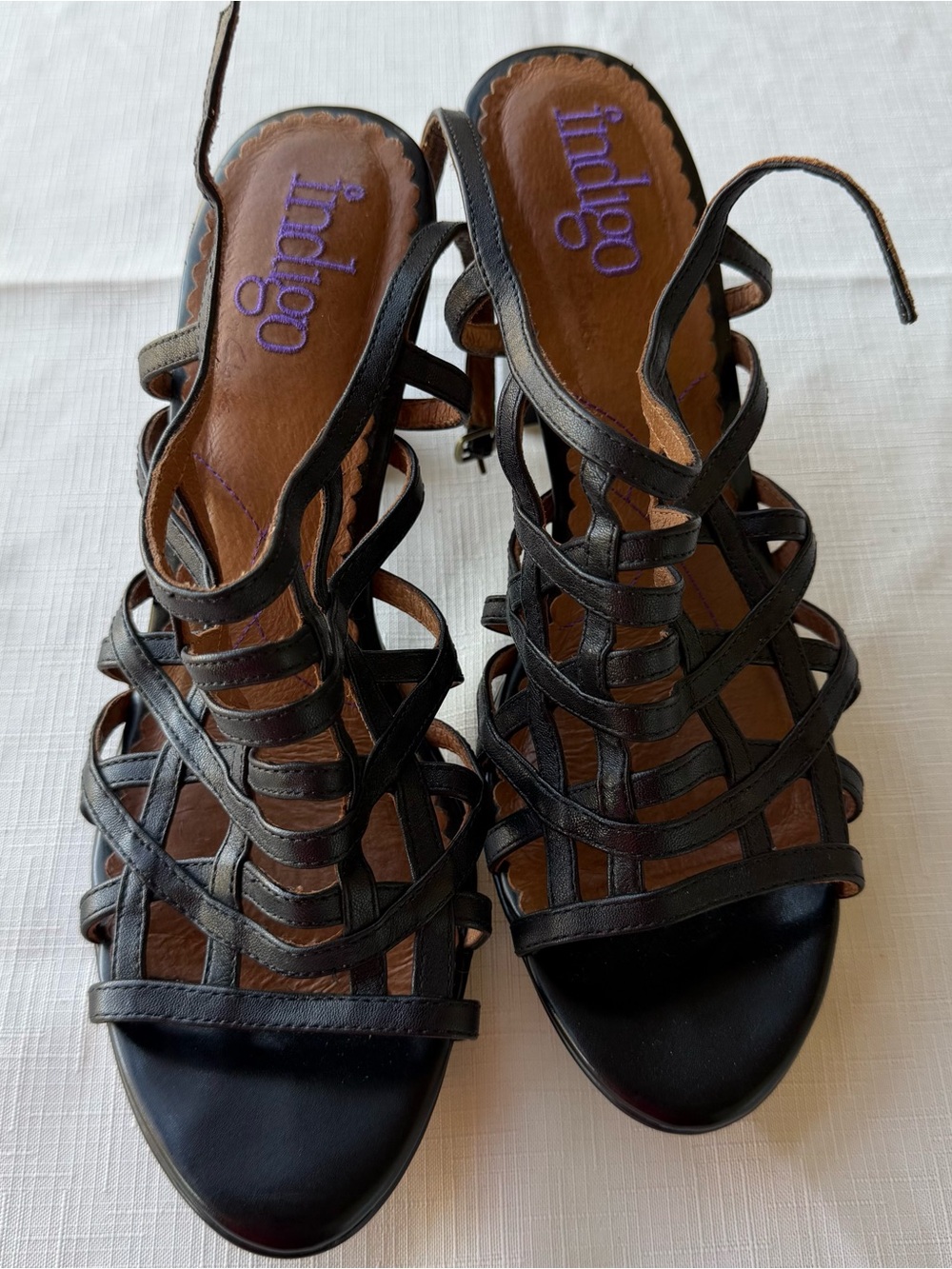 Indigo by Clark Black Strappy Heels Size 10